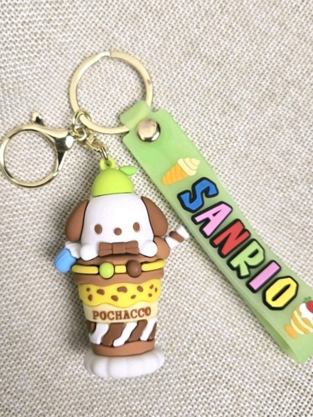 3D Figure Pochacco Ice Cream Cup Keychain Bag Charm Keyring